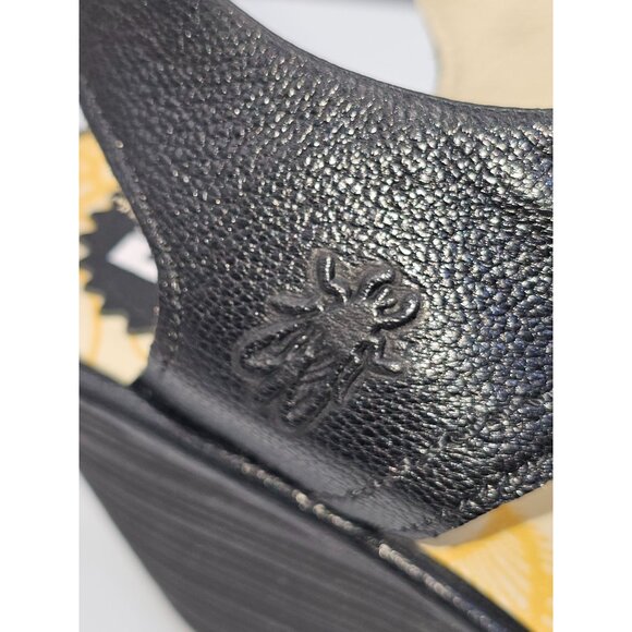 Fly London Black Wedges with Polka Dot Bow - Picture 15 of 16